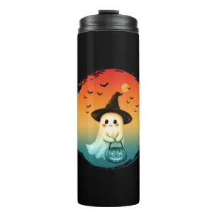 cute ghost halloween pumpkin fall autumn season thermal tumbler