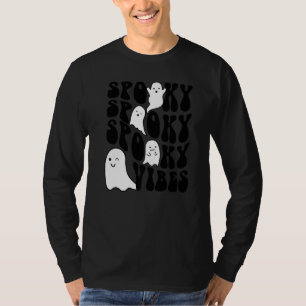 Cute Ghost Halloween Retro Groovy Spooky Vibes Fun T-Shirt