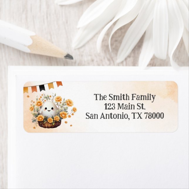 Cute Ghost Halloween Return Address Label (Insitu)