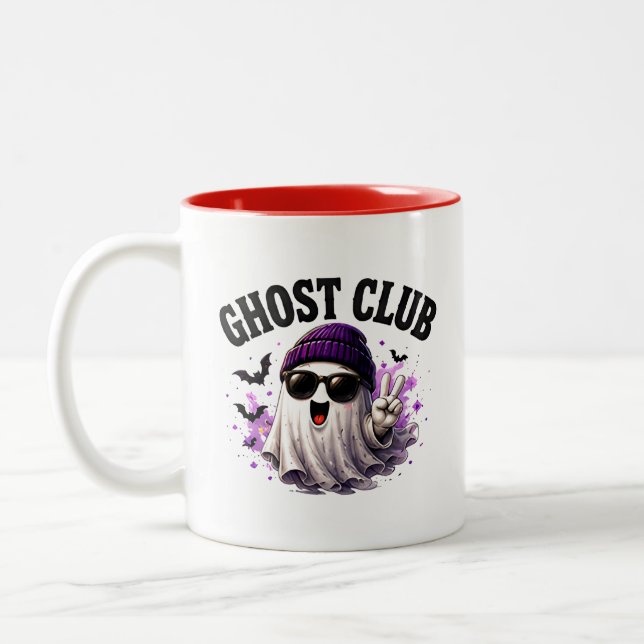 🎃 Cute Ghost Halloween Saying 👻 Two-Tone Coffee Mug (Left)