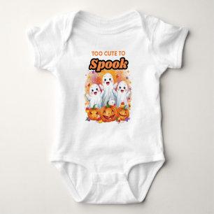 Cute Ghost Halloween Shirt, Too Cute To Spook Baby Bodysuit