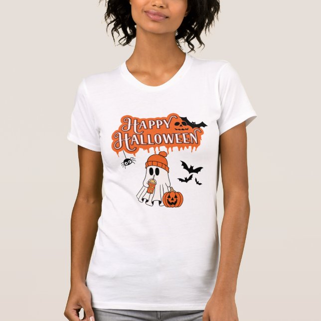 Cute Ghost Halloween T-shirt (Front)