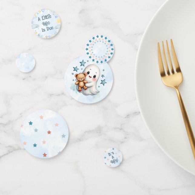 Cute Ghost Halloween Themed Boys Baby Shower Confetti (Group)