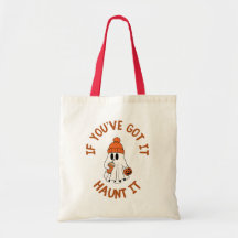 Cute Ghost Halloween Tote with Pumpkin Spice Vibes