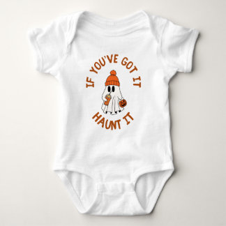 Cute Ghost Halloween Tote with Pumpkin Spice Vibes Baby Bodysuit