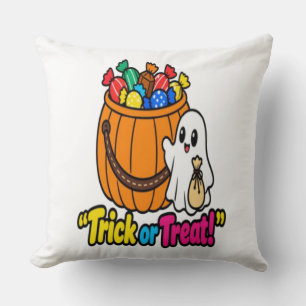 Cute Ghost Halloween Trick or Treat Candy Bucket T Cushion