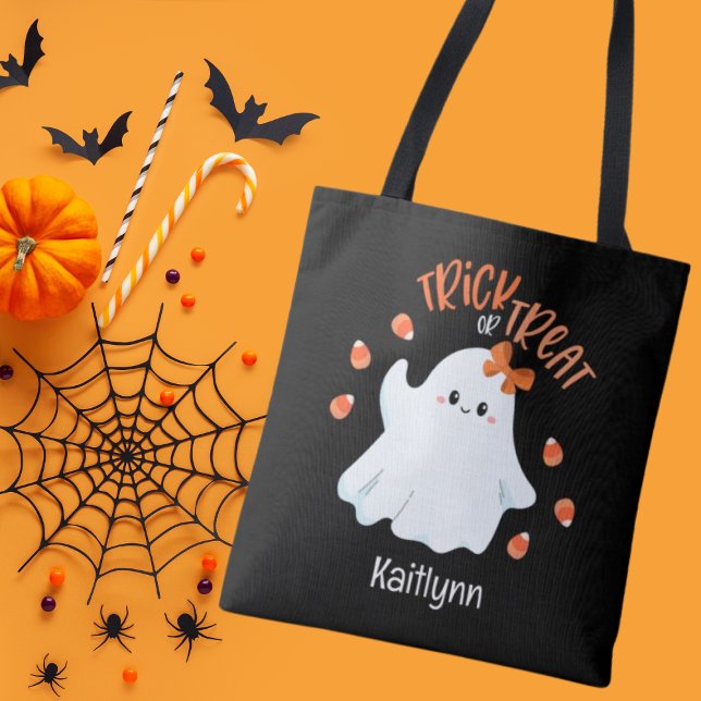 Cute Ghost Halloween Trick or Treat Tote Bag (Creator Uploaded)