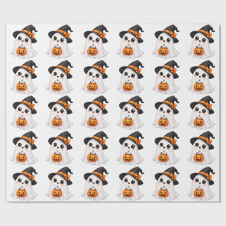 Cute ghost halloween wrapping paper