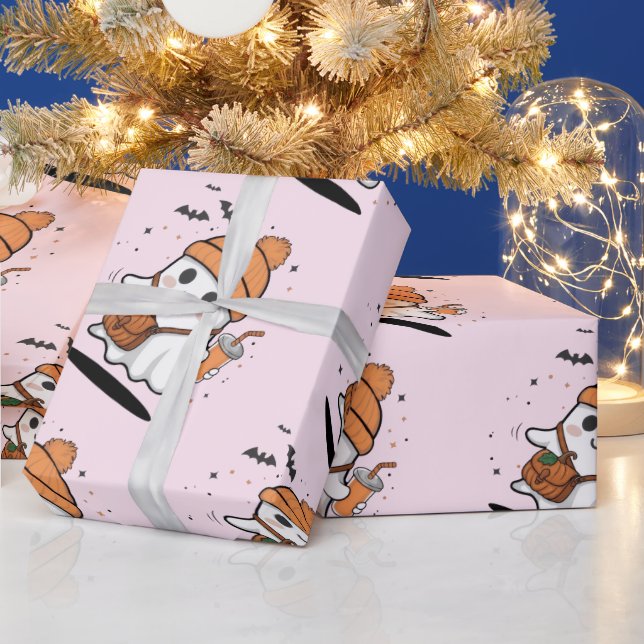 Cute ghost halloween wrapping paper (Holidays)