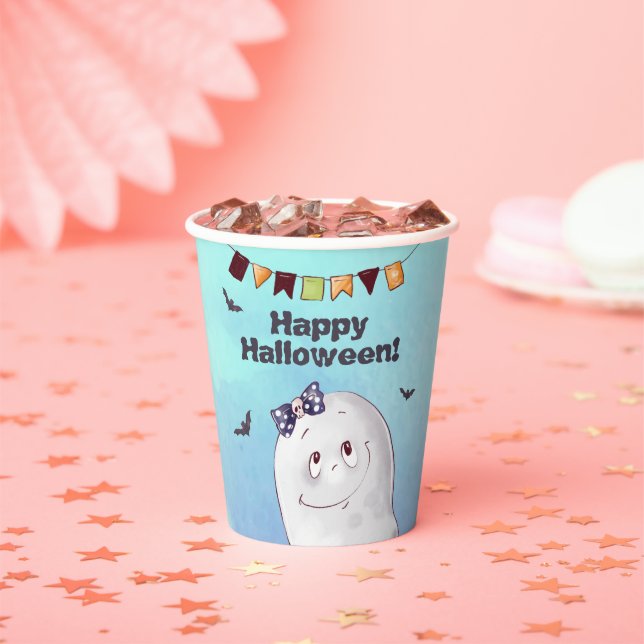 Cute Ghost Happy Halloween Paper Cups (Insitu)