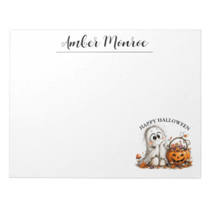 Cute Ghost Happy Halloween Vintage Autumn Pumpkin  Notepad