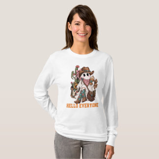 Cute Ghost " Hello Everyone " T-Shirt