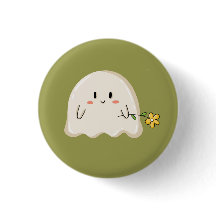 Cute Ghost Holding a Yellow Flower