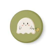 Cute Ghost Holding a Yellow Flower