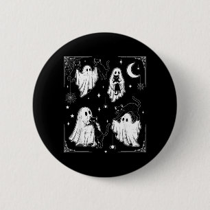 Cute Ghost Holding Cat Funny Halloween Men Women 6 Cm Round Badge