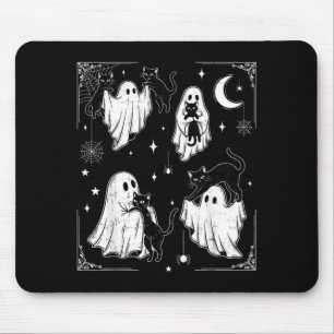 Cute Ghost Holding Cat Funny Halloween Men Women Mouse Pad