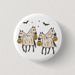 Cute Ghost Horses Halloween Trick or Treat 3 Cm Round Badge