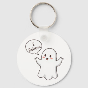 Cute Ghost I Believe Cartoon Key Ring
