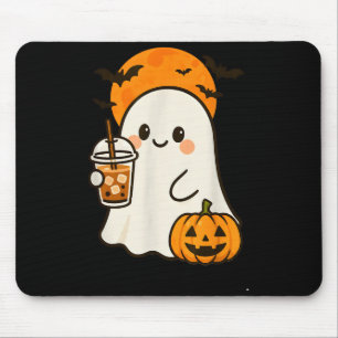 Cute Ghost Iced Coffee And Pumpkin For Halloween C Mouse Pad