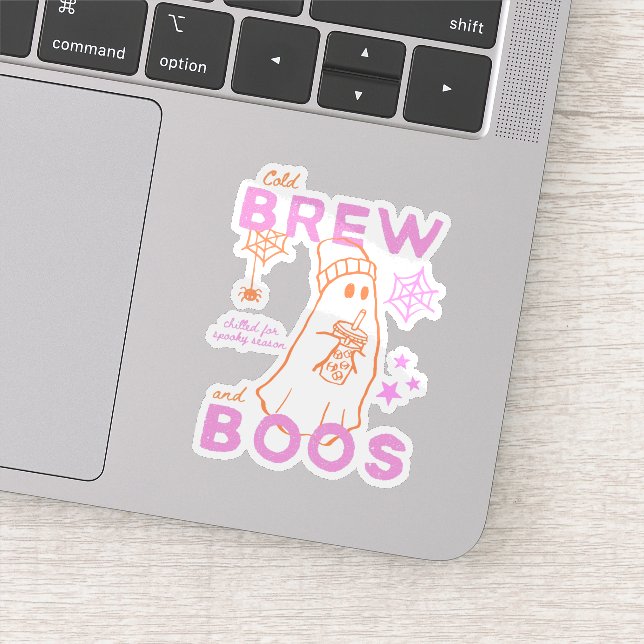 Cute Ghost Iced Coffee Cold Brew And Boos Graphic (Detail)