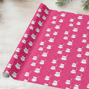 Cute Ghost in Santa Hat Wrapping Paper