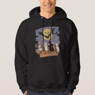 Cute Ghost Kids Trick or Treat Under Spooky Moon Hoodie