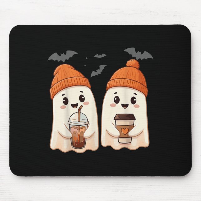 Cute Ghost Lace Toddler Ghost Pumpkin Ice Coffee H Mouse Pad (Front)
