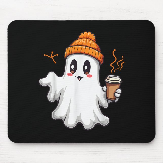 Cute Ghost Lace Toddler Ghost Pumpkin Ice Coffee H Mouse Pad (Front)