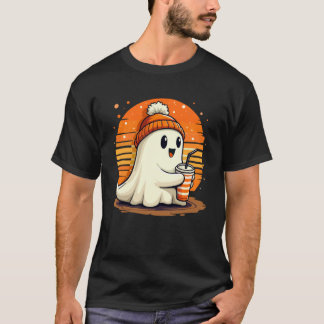 Cute Ghost lace Toddler Ghost Pumpkin Ice Coffee H T-Shirt