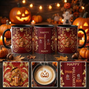 Cute Ghost Latte Halloween Mug with Custom Name