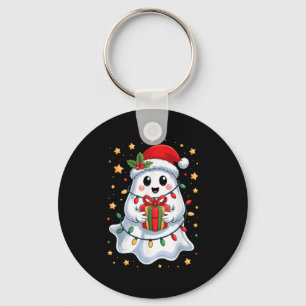 Cute Ghost Lights Tree Cake Merry Christmas Funny  Key Ring