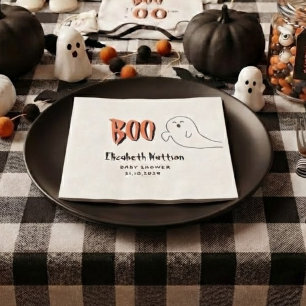 Cute Ghost Little Boo Baby Shower Napkin