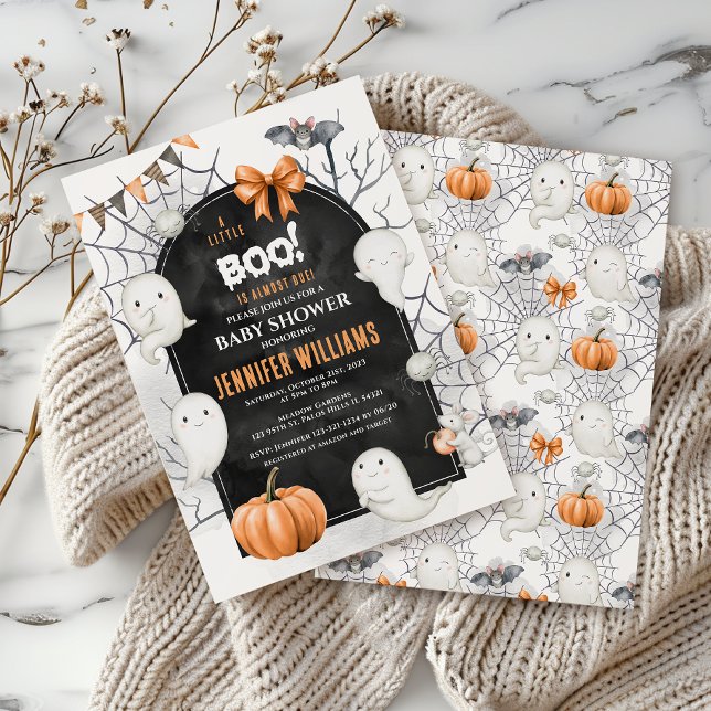 Cute Ghost Little Boo Halloween Baby Boy Shower  Invitation (Creator Uploaded)