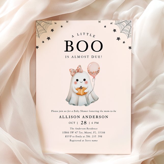 Cute Ghost Little Boo Halloween Baby Shower Invitation (Creator Uploaded)