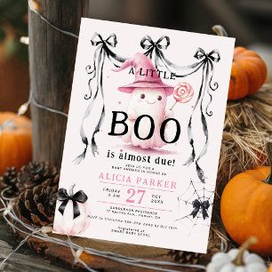 Cute ghost little boo Halloween girl baby shower Invitation