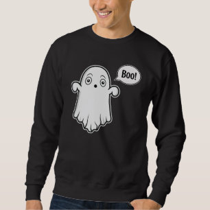 Cute Ghost Looking Scared And Saying Boo Halloween Sweatshirt