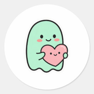 Cute Ghost Love Classic Round Sticker