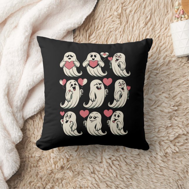 Cute Ghost Lover Heart Valentines Day Funny Couple Cushion (Blanket)