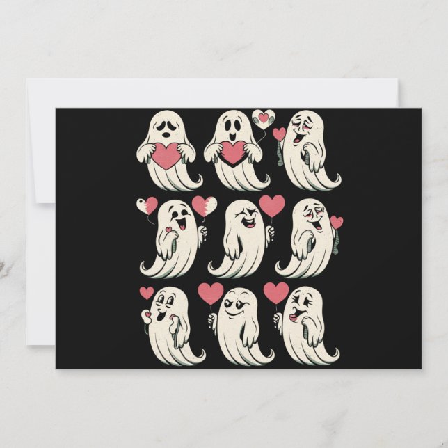 Cute Ghost Lover Heart Valentines Day Funny Couple Holiday Card (Front)