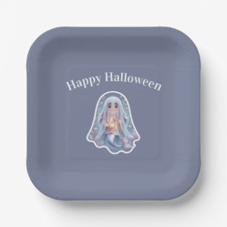 Cute Ghost Mermaid Paper Plate