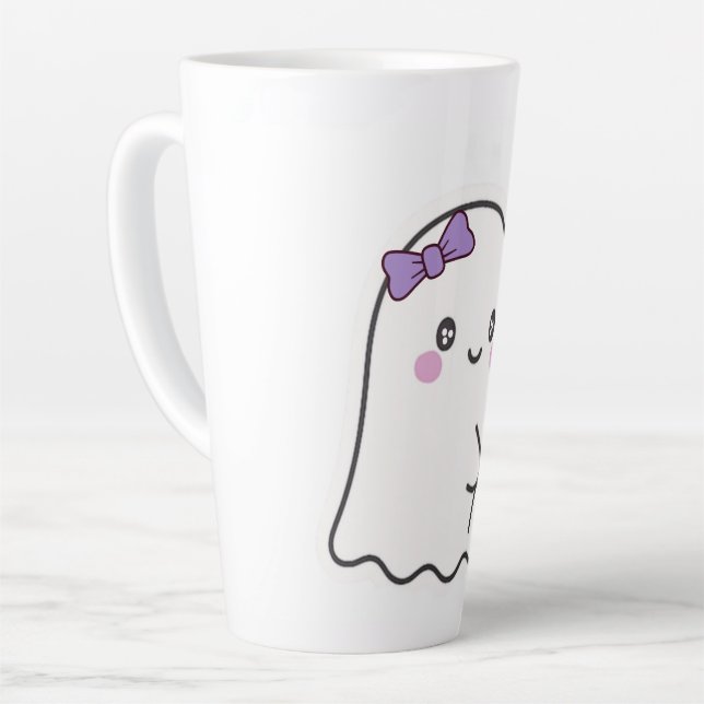 Cute Ghost Mug - Adorable Halloween Coffee Cup. (Left Angle)
