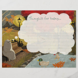 Cute Ghost Notepad - Duck Pond Autumn Custom Letterhead