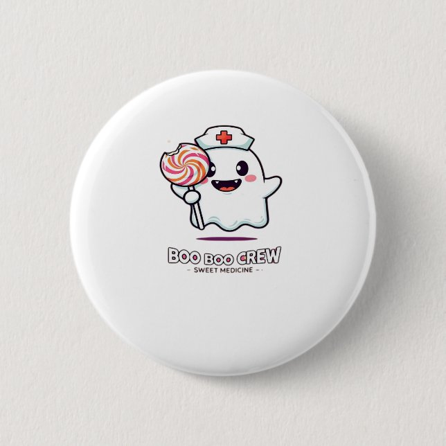 Cute Ghost Nurse Boo Boo Crew Halloween Classic T- 6 Cm Round Badge (Front)