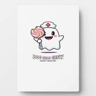 Cute Ghost Nurse Boo Boo Crew Halloween Classic T- Plaque