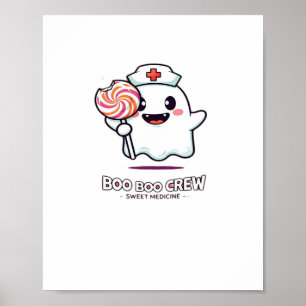 Cute Ghost Nurse Boo Boo Crew Halloween Classic T- Poster