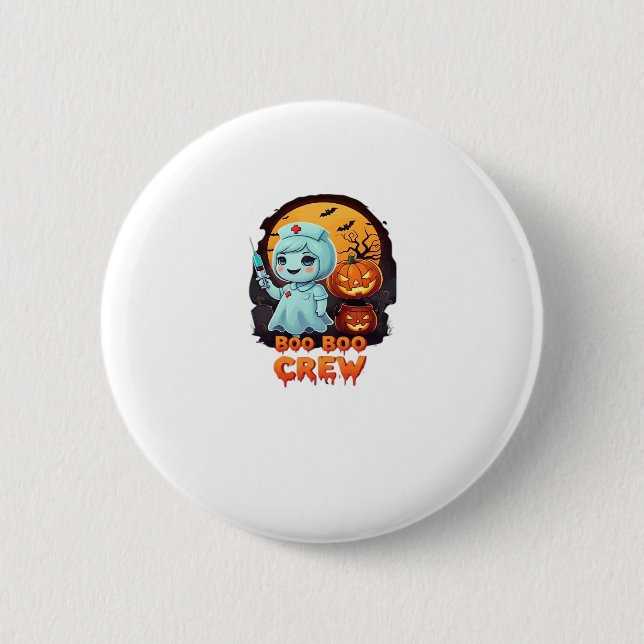 Cute Ghost Nurse - Boo Boo Crew Halloween Fun Clas 6 Cm Round Badge (Front)