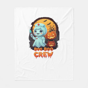 Cute Ghost Nurse - Boo Boo Crew Halloween Fun Clas Fleece Blanket
