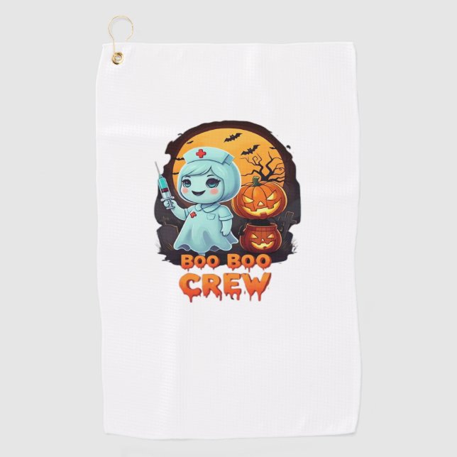 Cute Ghost Nurse - Boo Boo Crew Halloween Fun Clas Golf Towel (Front)