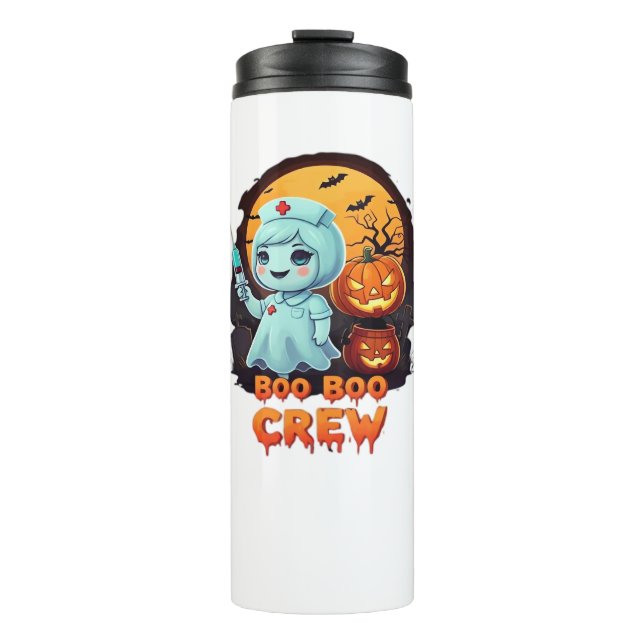 Cute Ghost Nurse - Boo Boo Crew Halloween Fun Clas Thermal Tumbler (Front)