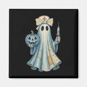 Cute Ghost Nurse Bow Vintage Halloween Medical Cos Magnet
